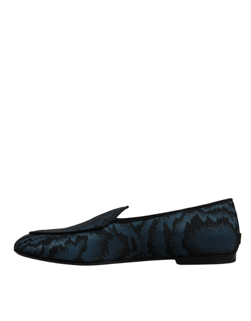 Dolce & Gabbana Blue Black Loafers for Men - Elegant Dress Shoes