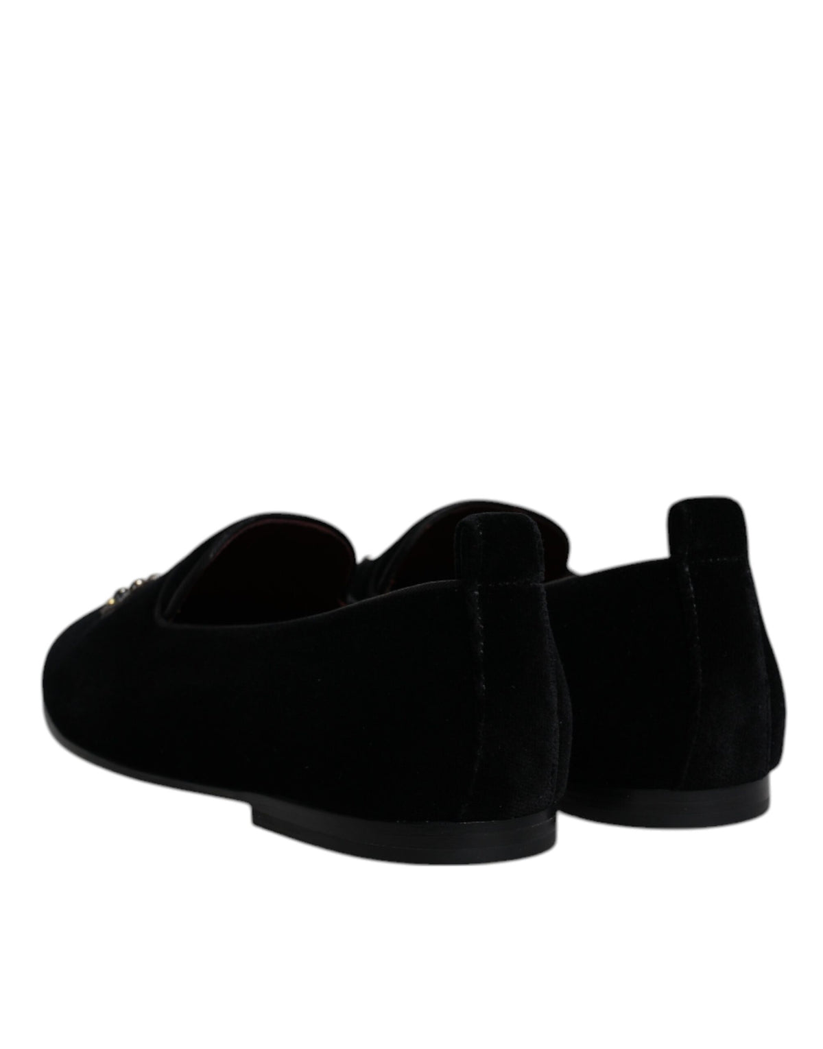 Dolce & Gabbana Black Velvet Crystal Crown Loafers
