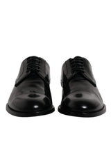 Dolce & Gabbana Black Calfskin Leather Derby Lace Up Shoes