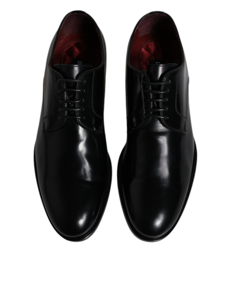 Dolce & Gabbana Black Calfskin Leather Derby Lace Up Shoes