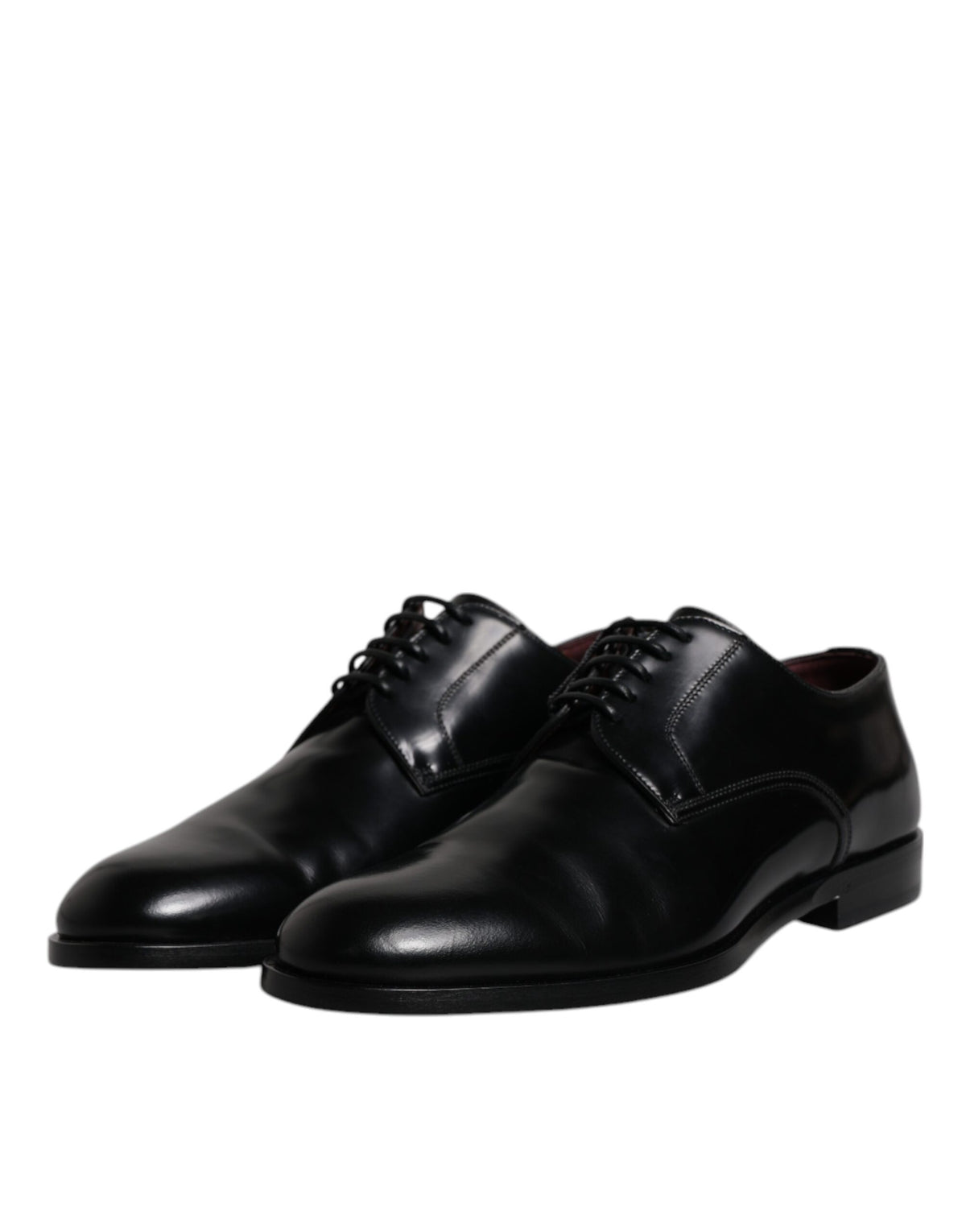 Dolce & Gabbana Black Calfskin Leather Derby Lace Up Shoes