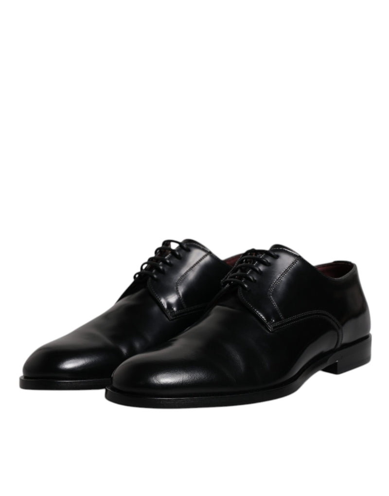 Dolce & Gabbana Black Calfskin Leather Derby Lace Up Shoes