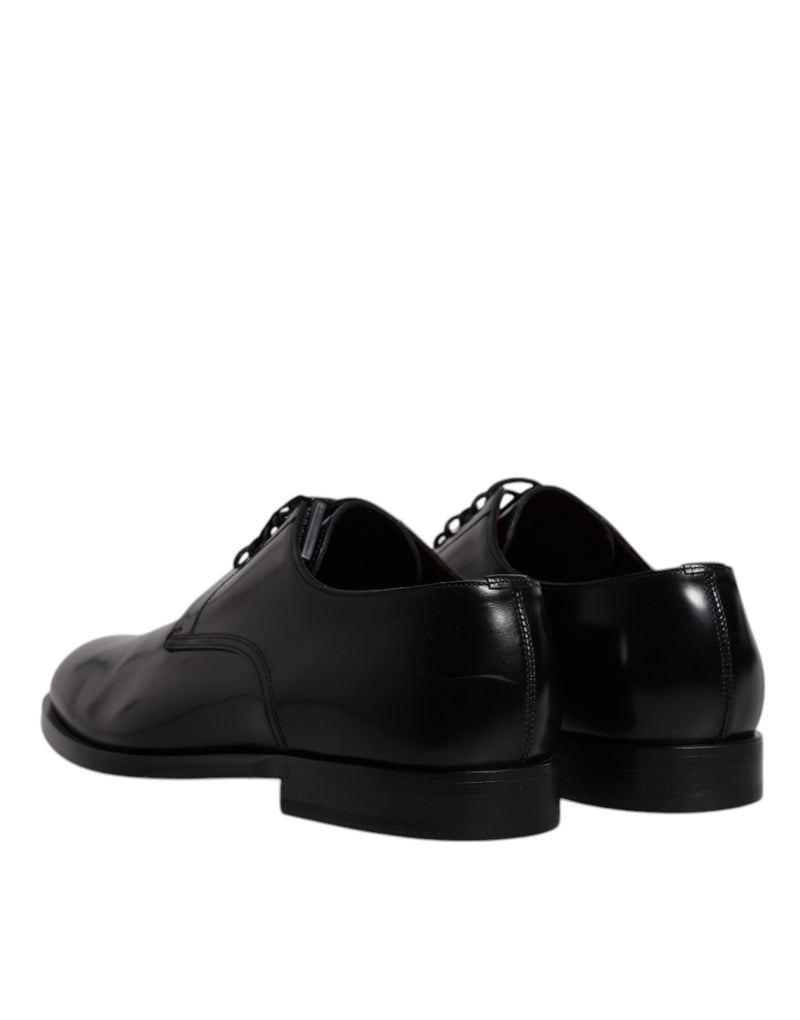 Dolce & Gabbana Black Calfskin Leather Derby Lace Up Shoes