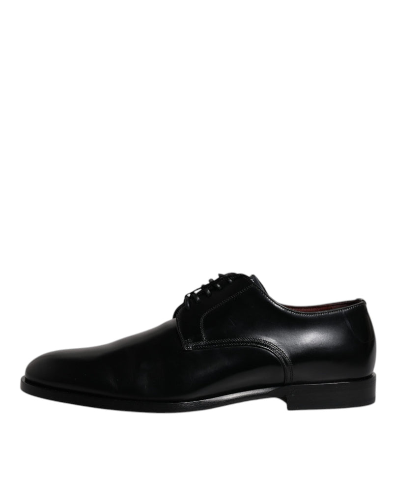 Dolce & Gabbana Black Calfskin Leather Derby Lace Up Shoes