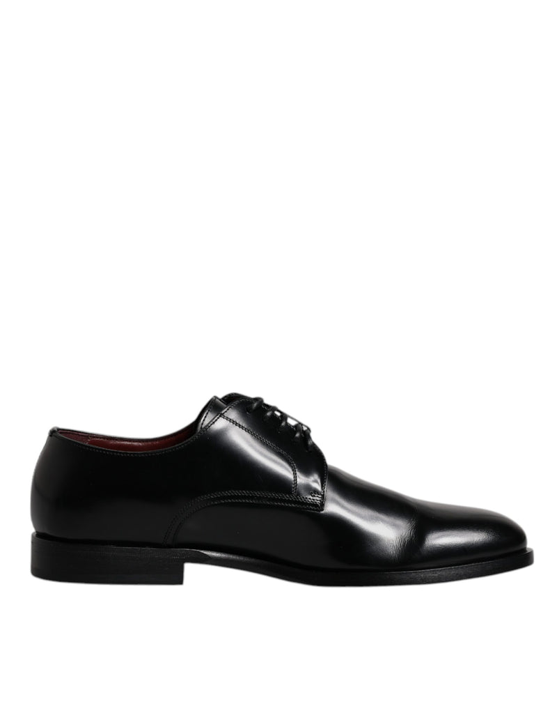 Dolce & Gabbana Black Calfskin Leather Derby Lace Up Shoes