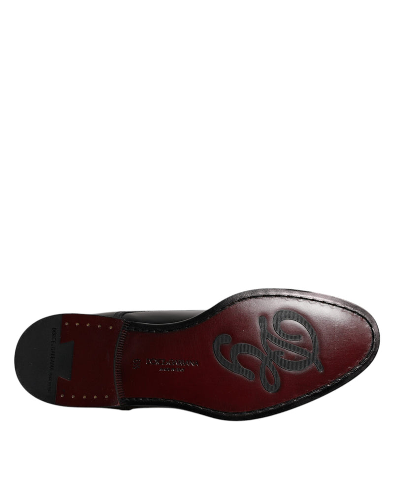 Dolce & Gabbana Black Calfskin Leather Derby Lace Up Shoes