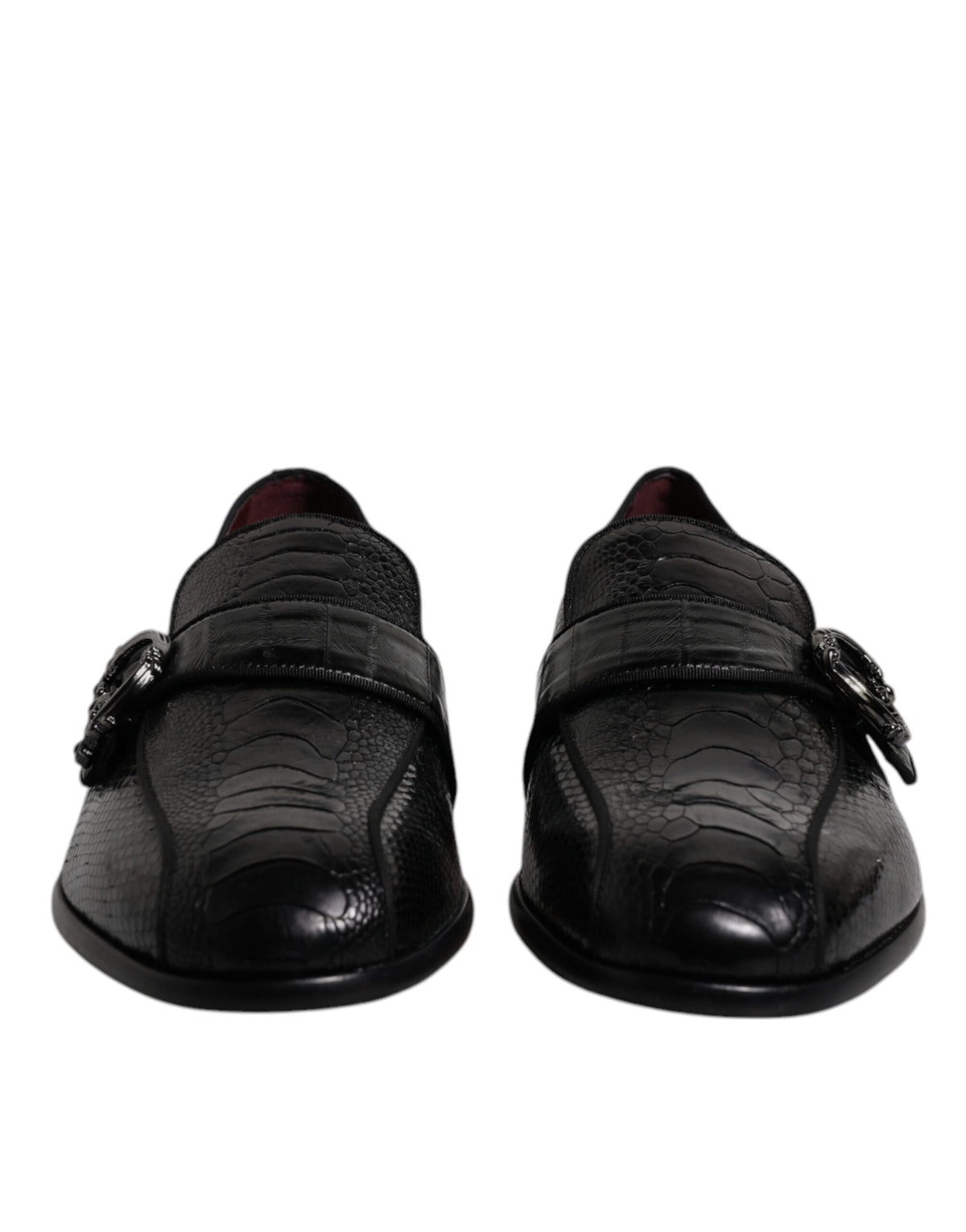 Dolce & Gabbana Black Exotic Leather DG Logo Loafers