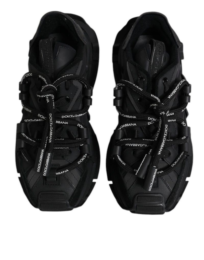 Dolce & Gabbana Black Low Top Space Lace Up Sneakers