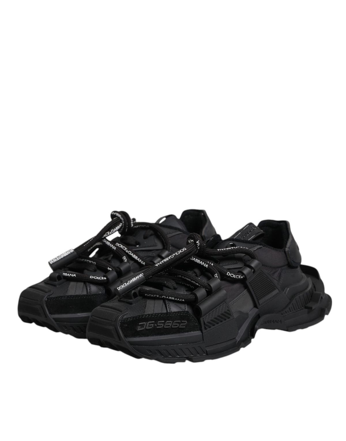Dolce & Gabbana Black Low Top Space Lace Up Sneakers