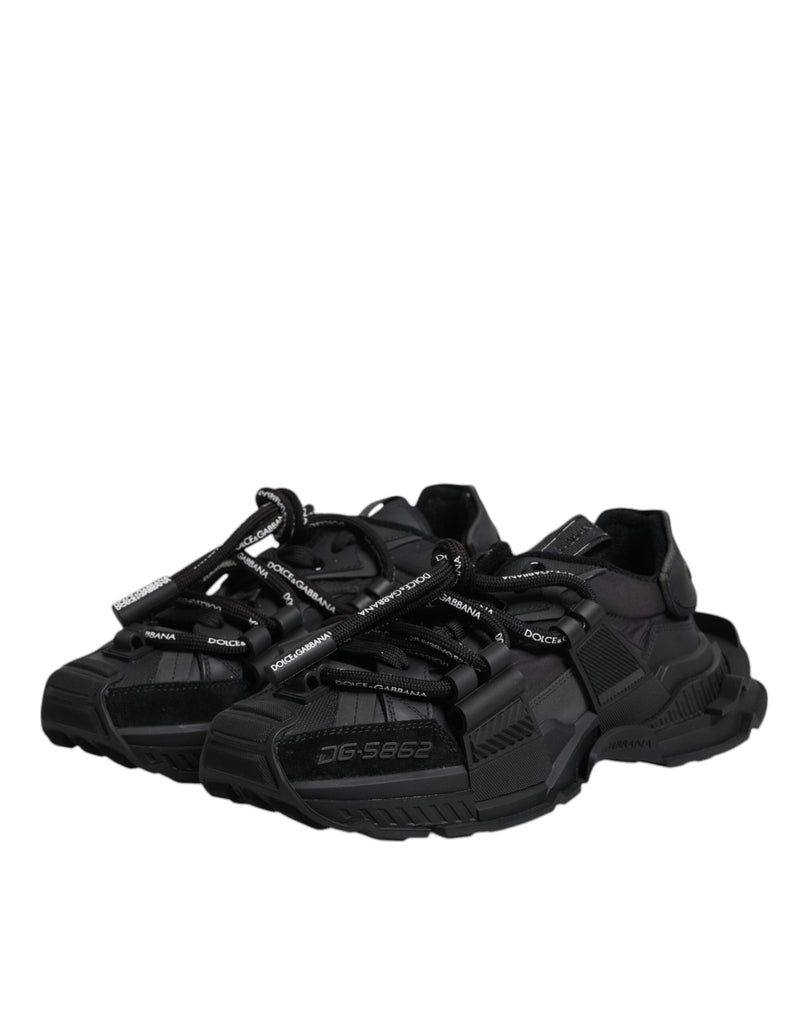 Dolce & Gabbana Black Low Top Space Lace Up Sneakers