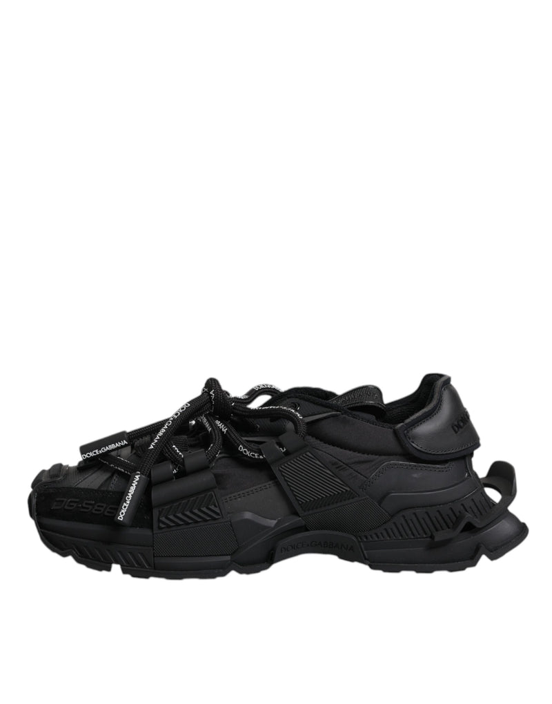 Dolce & Gabbana Black Low Top Space Lace Up Sneakers