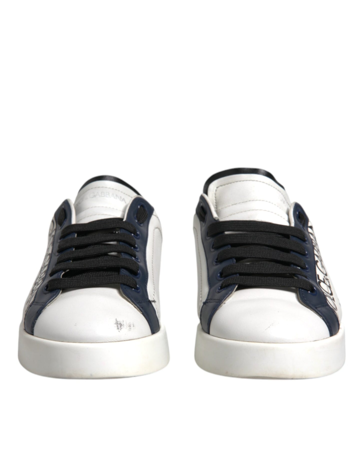 Dolce & Gabbana witte en blauwe leren Crown Milano sneakers