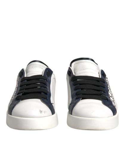 Dolce & Gabbana witte en blauwe leren Crown Milano sneakers