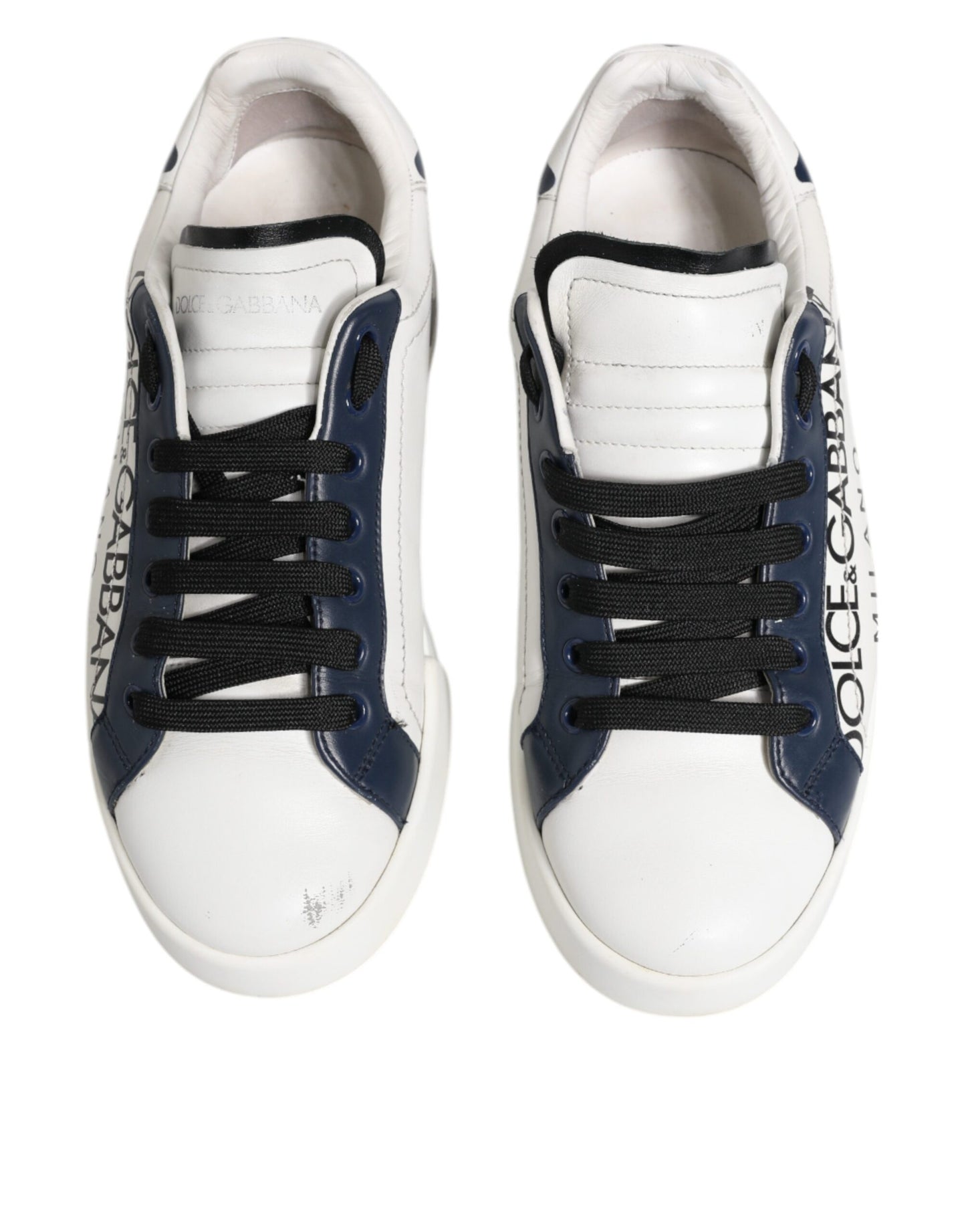 Dolce & Gabbana witte en blauwe leren Crown Milano sneakers
