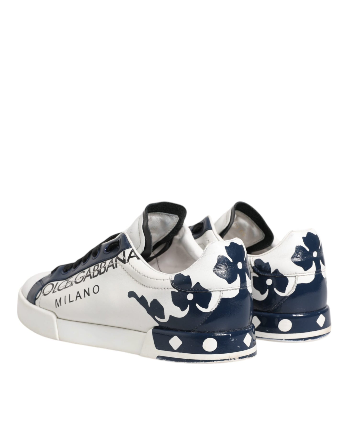 Dolce & Gabbana witte en blauwe leren Crown Milano sneakers
