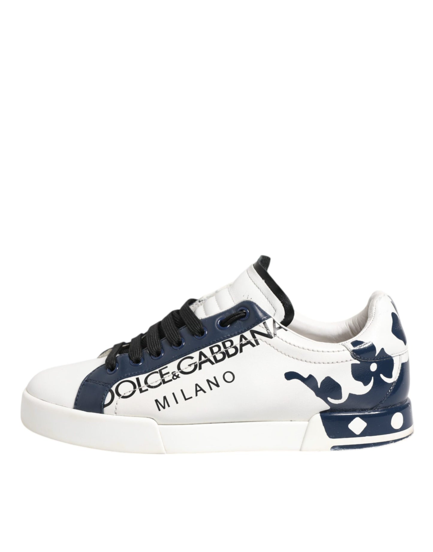 Dolce & Gabbana witte en blauwe leren Crown Milano sneakers