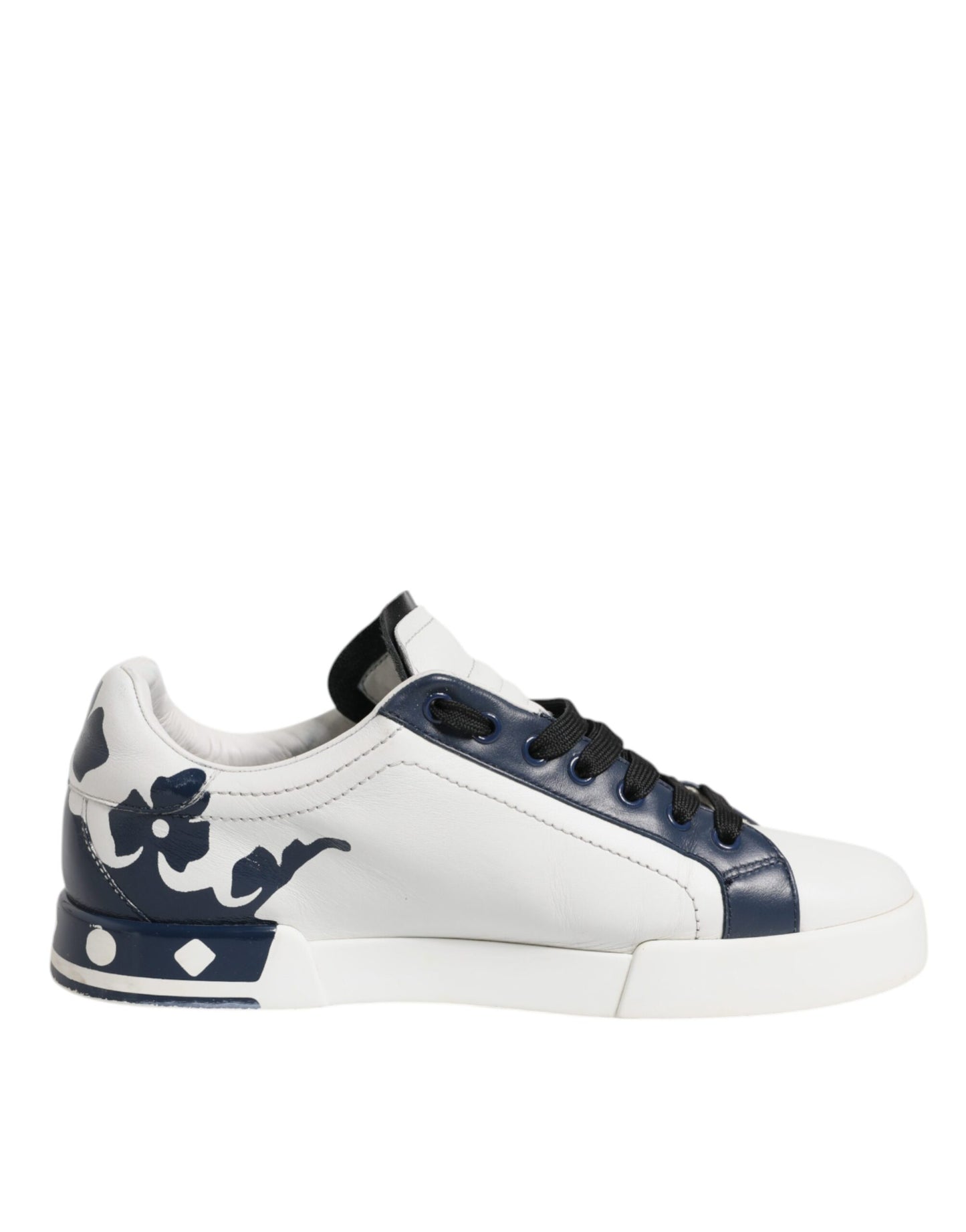 Dolce & Gabbana witte en blauwe leren Crown Milano sneakers