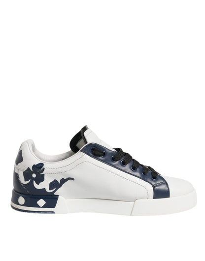 Dolce & Gabbana witte en blauwe leren Crown Milano sneakers