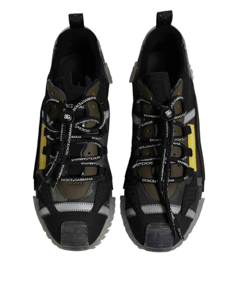 Dolce & Gabbana Black Green Camo NS1 Low Top Sneakers