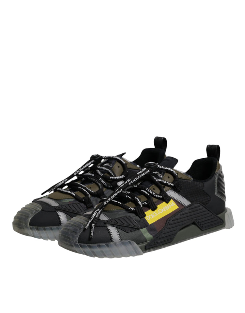 Dolce & Gabbana Black Green Camo NS1 Low Top Sneakers