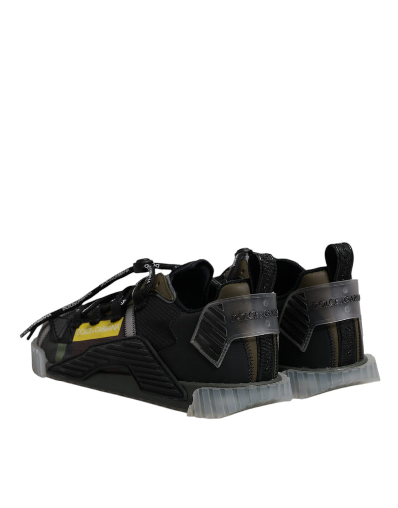 Dolce & Gabbana Black Green Camo NS1 Low Top Sneakers