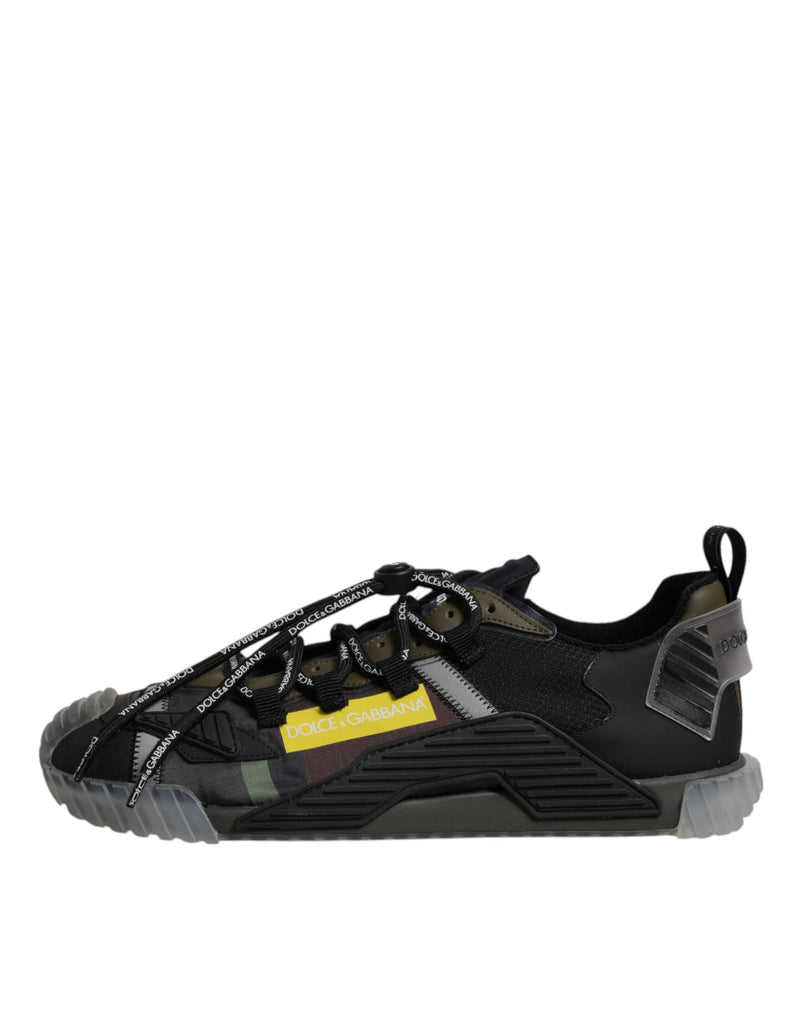 Dolce & Gabbana Black Green Camo NS1 Low Top Sneakers