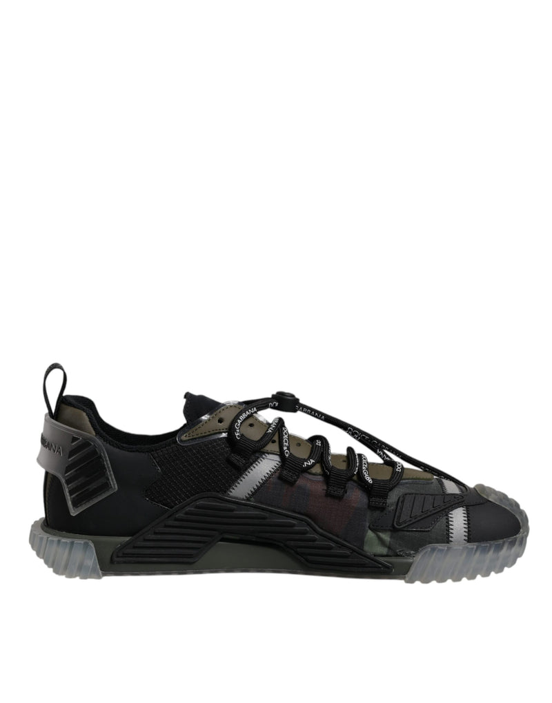 Dolce & Gabbana Black Green Camo NS1 Low Top Sneakers
