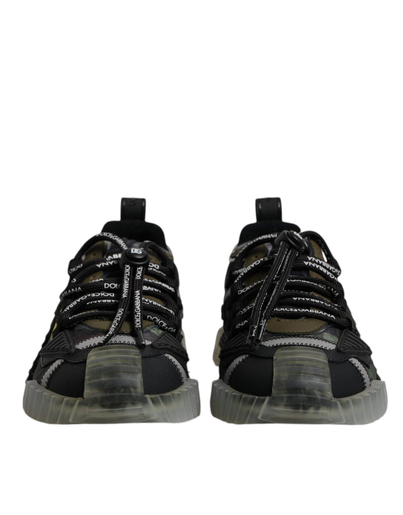 Dolce & Gabbana Black Green Camo NS1 Low Top Sneakers