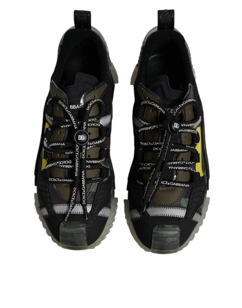 Dolce & Gabbana Black Green Camo NS1 Low Top Sneakers