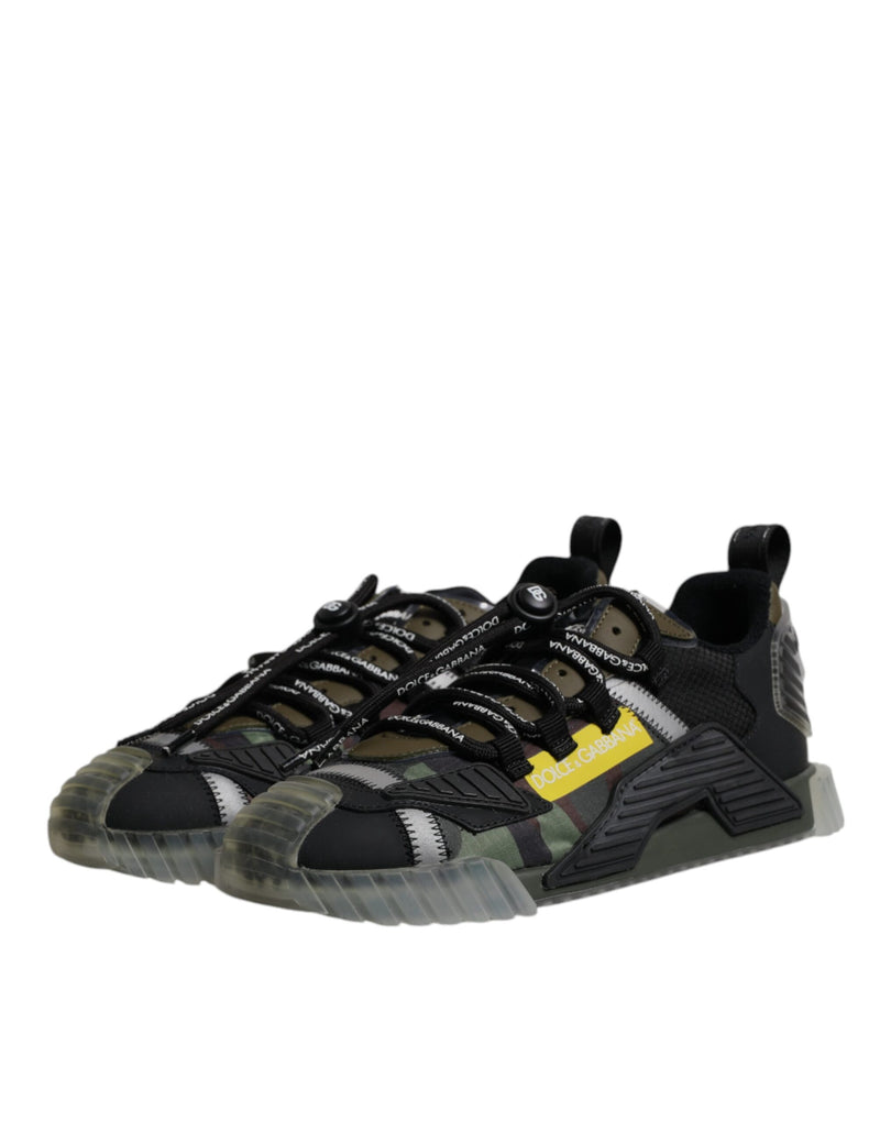 Dolce & Gabbana Black Green Camo NS1 Low Top Sneakers