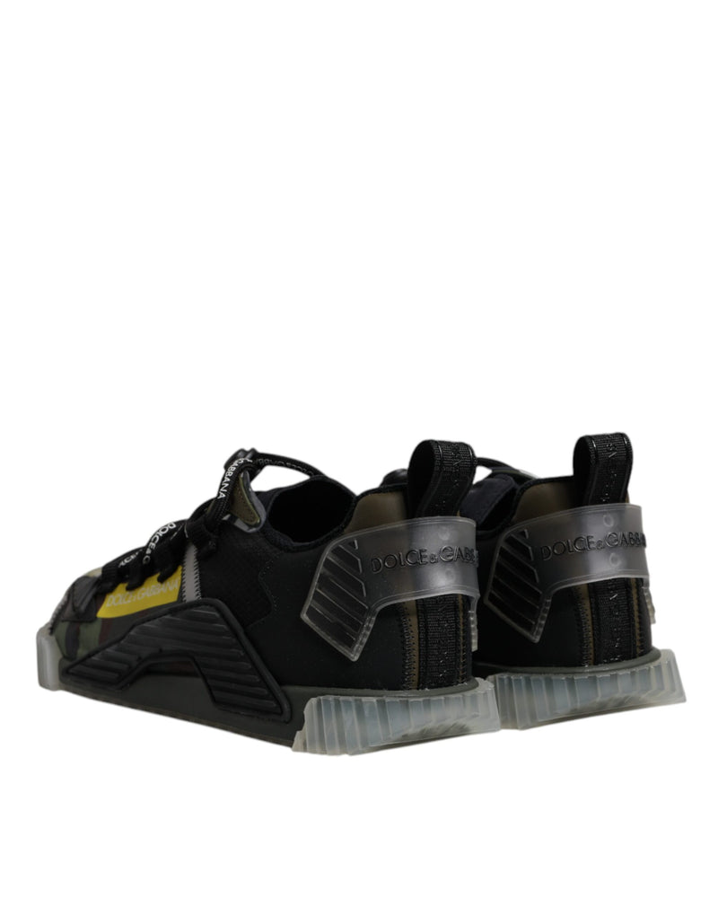 Dolce & Gabbana Black Green Camo NS1 Low Top Sneakers