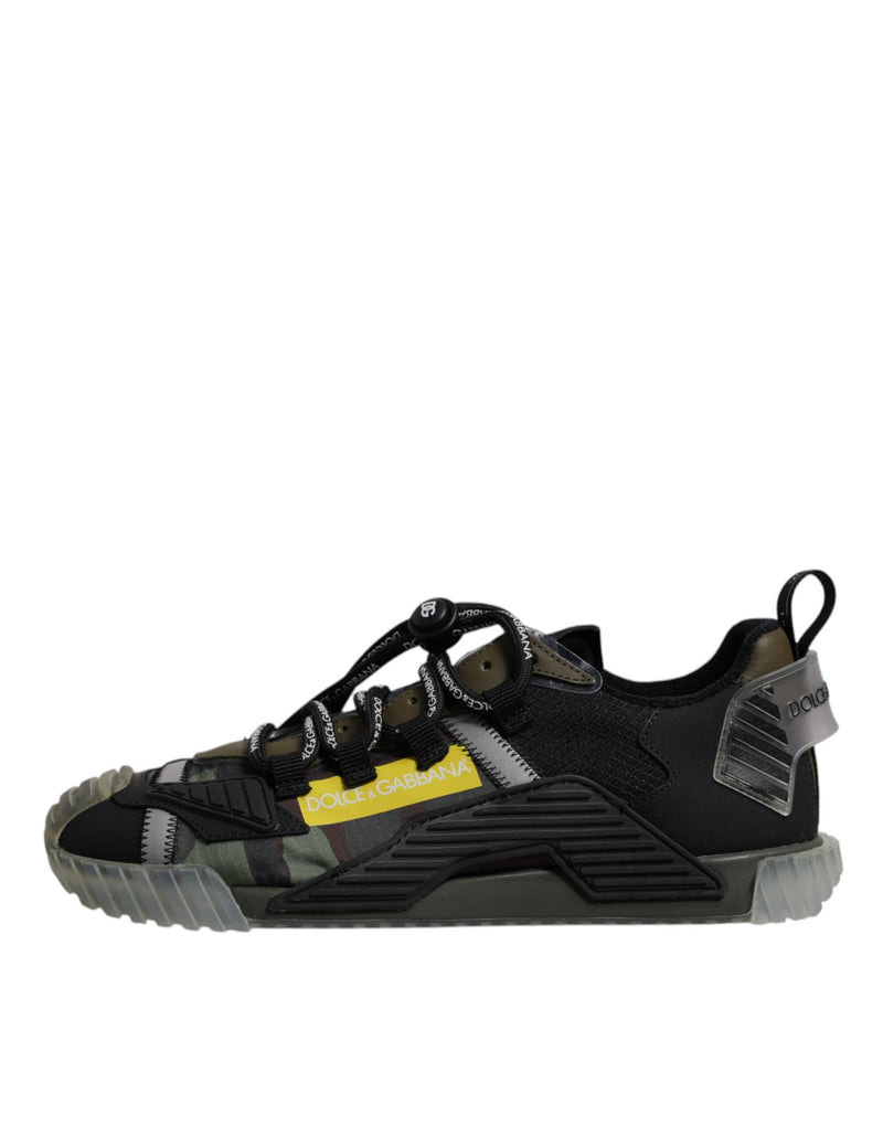 Dolce & Gabbana Black Green Camo NS1 Low Top Sneakers