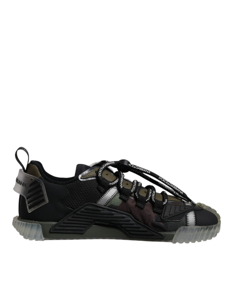 Dolce & Gabbana Black Green Camo NS1 Low Top Sneakers