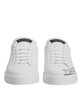 Dolce & Gabbana White Leather Low Top Lace Up Sneakers