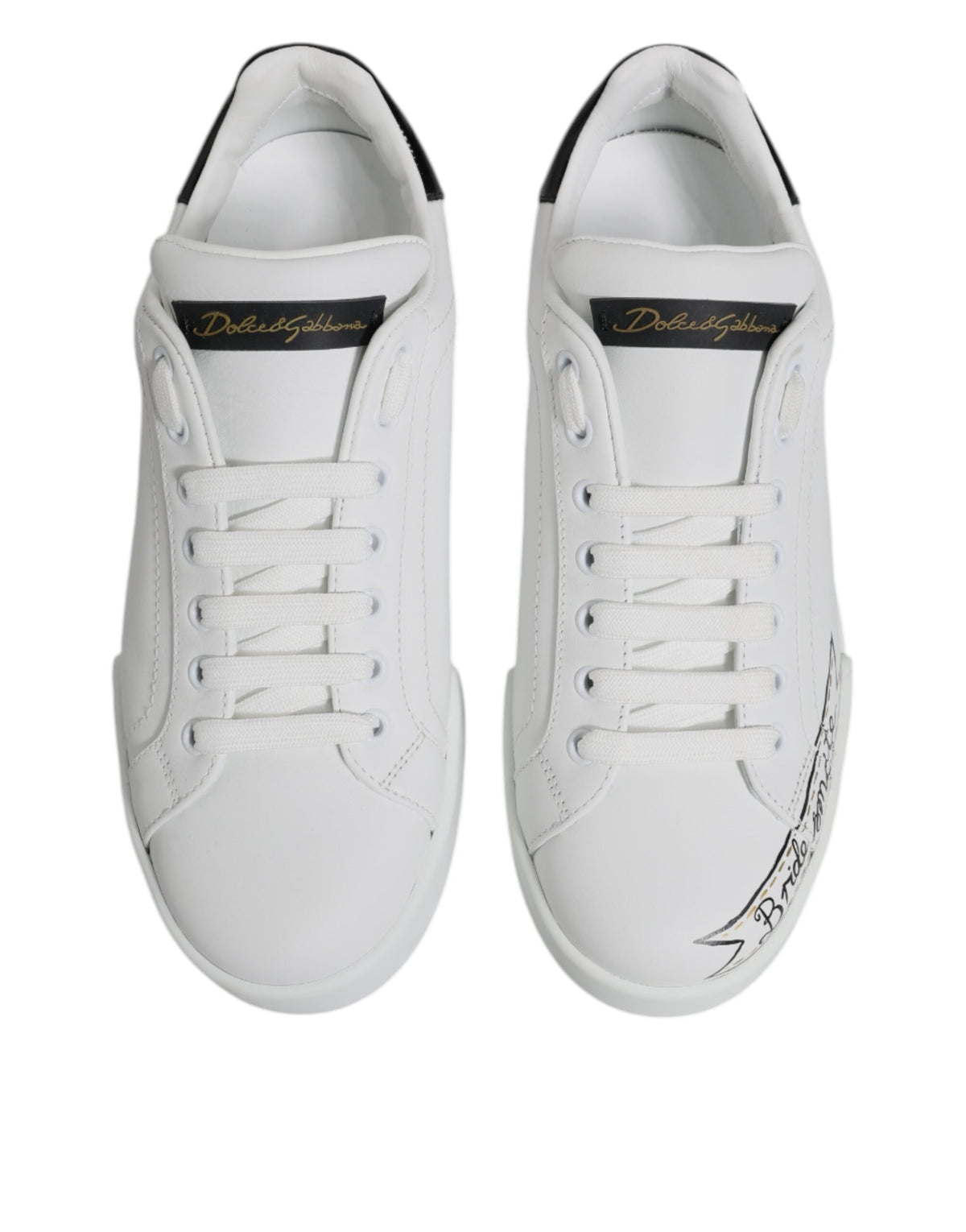 Dolce & Gabbana White Leather Low Top Lace Up Sneakers