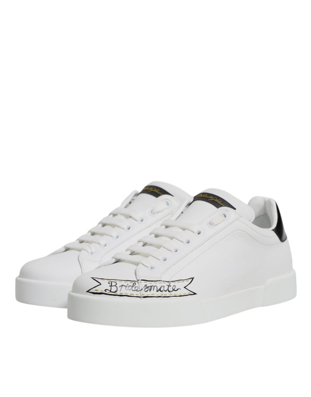 Dolce & Gabbana White Leather Low Top Lace Up Sneakers
