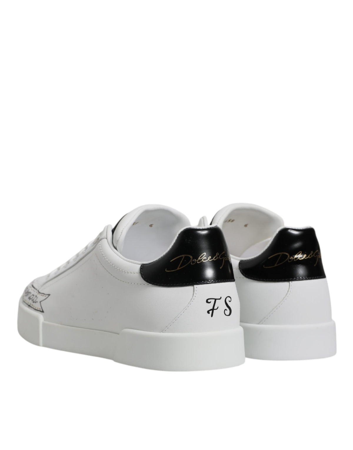 Dolce & Gabbana White Leather Low Top Lace Up Sneakers