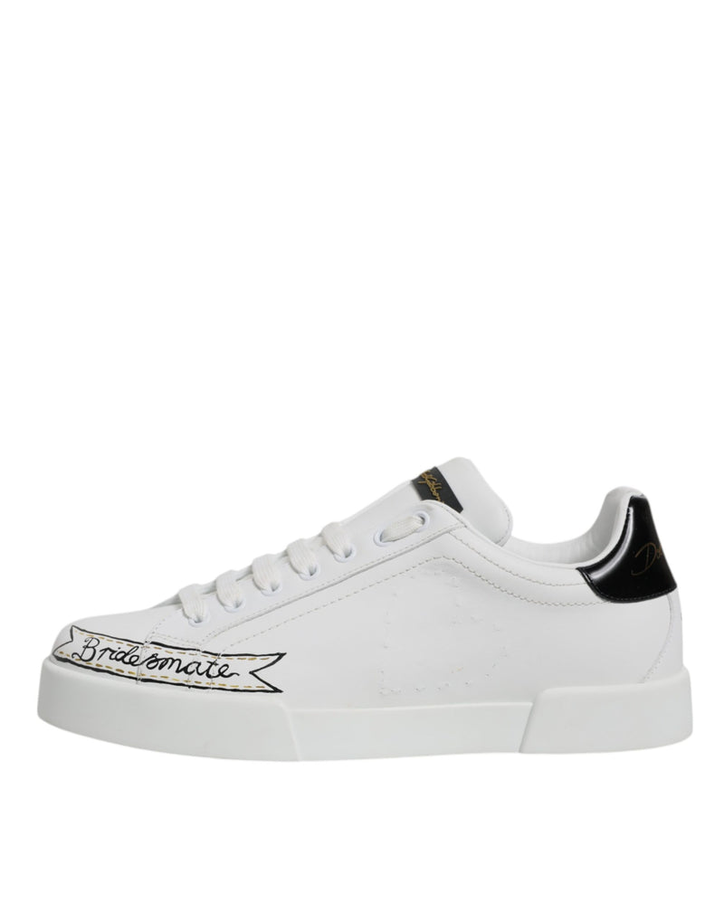 Dolce & Gabbana White Leather Low Top Lace Up Sneakers