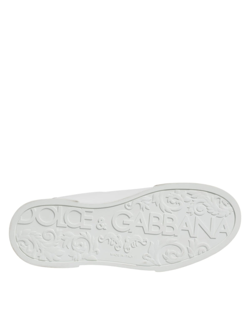 Dolce & Gabbana White Leather Low Top Lace Up Sneakers