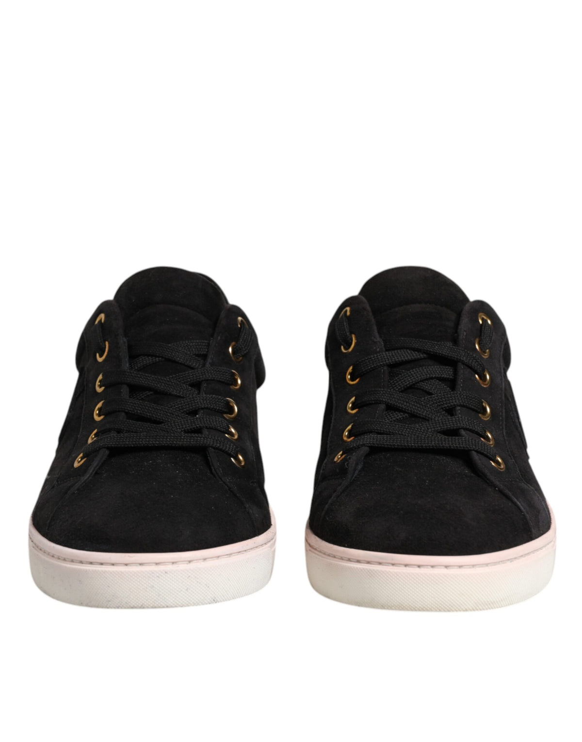 Dolce & Gabbana Black Logo Suede Leather Men Sneakers