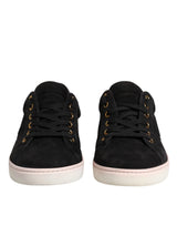 Dolce & Gabbana Black Logo Suede Leather Men Sneakers
