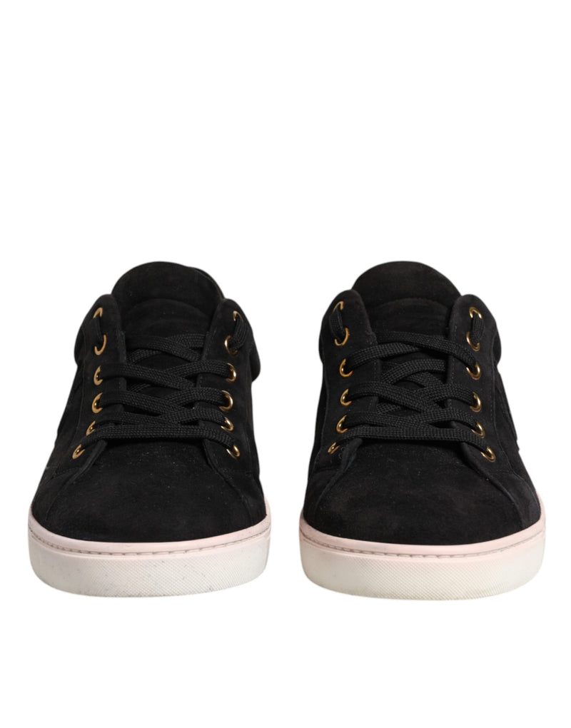 Dolce & Gabbana Black Logo Suede Leather Men Sneakers