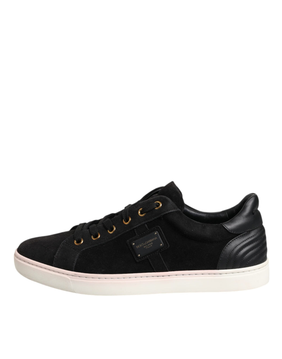 Dolce & Gabbana Black Logo Suede Leather Men Sneakers