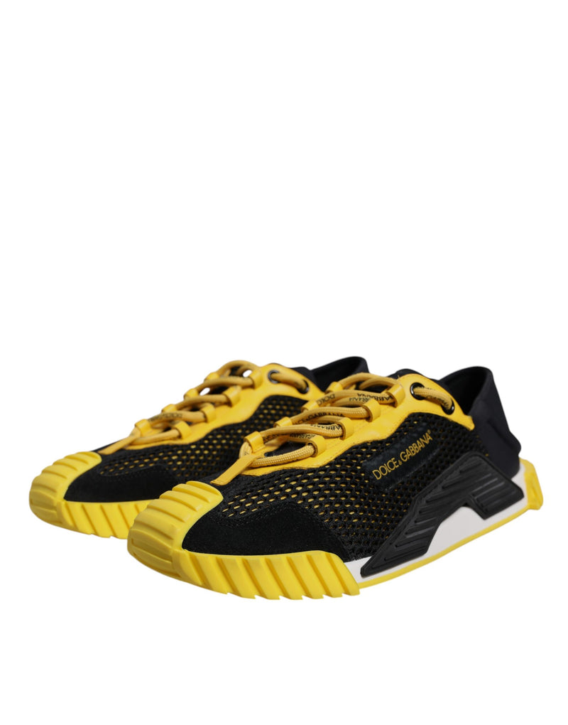 Dolce & Gabbana Black Yellow Low Top NS1 Sneakers