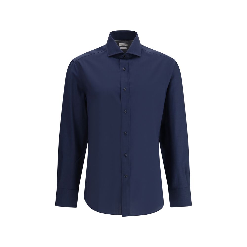 Chemise en Coton Bleue Brunello Cucinelli