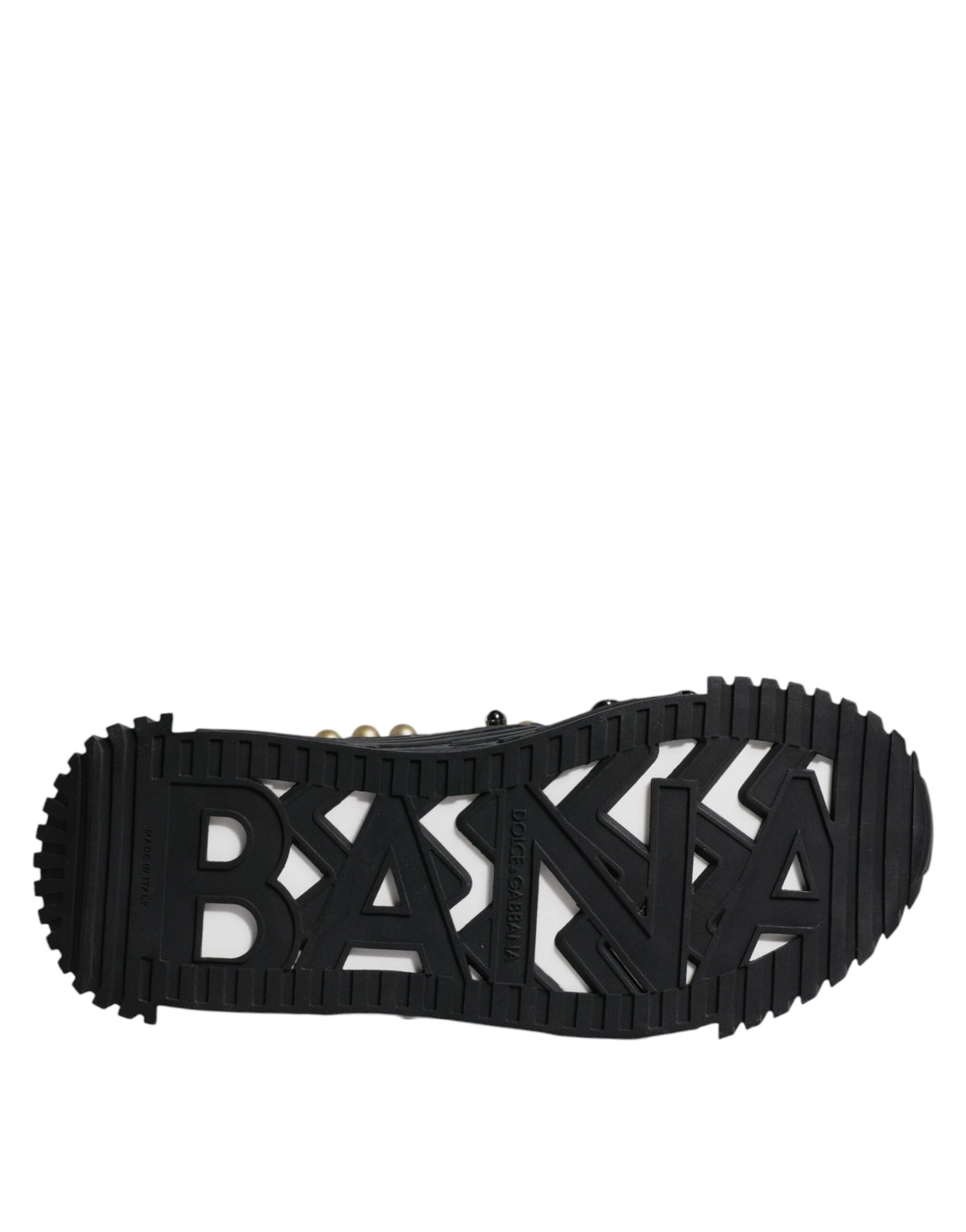 Dolce & Gabbana Black Leather Studded Slides Sandals