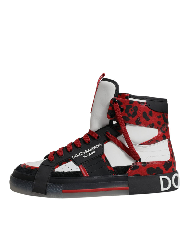 Dolce & Gabbana Multicolor Leather High Top Sneakers