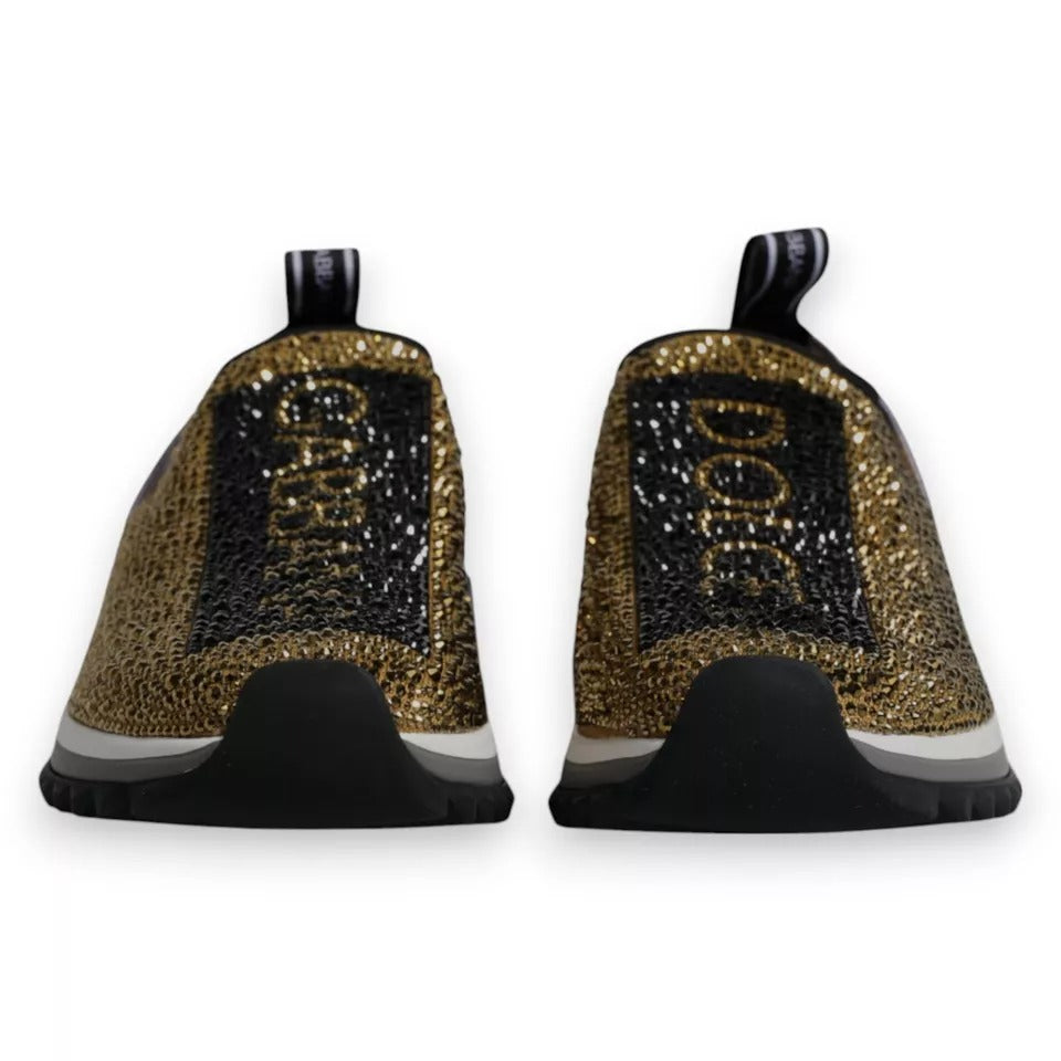 Dolce & Gabbana Sorrento Sneakers en Or avec Strass