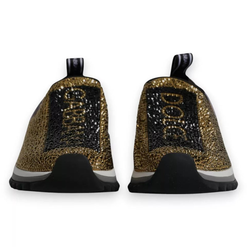 Dolce & Gabbana Sorrento Sneakers en Or avec Strass