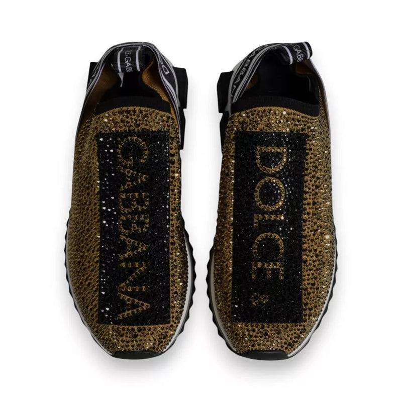 Dolce & Gabbana Sorrento Sneakers en Or avec Strass